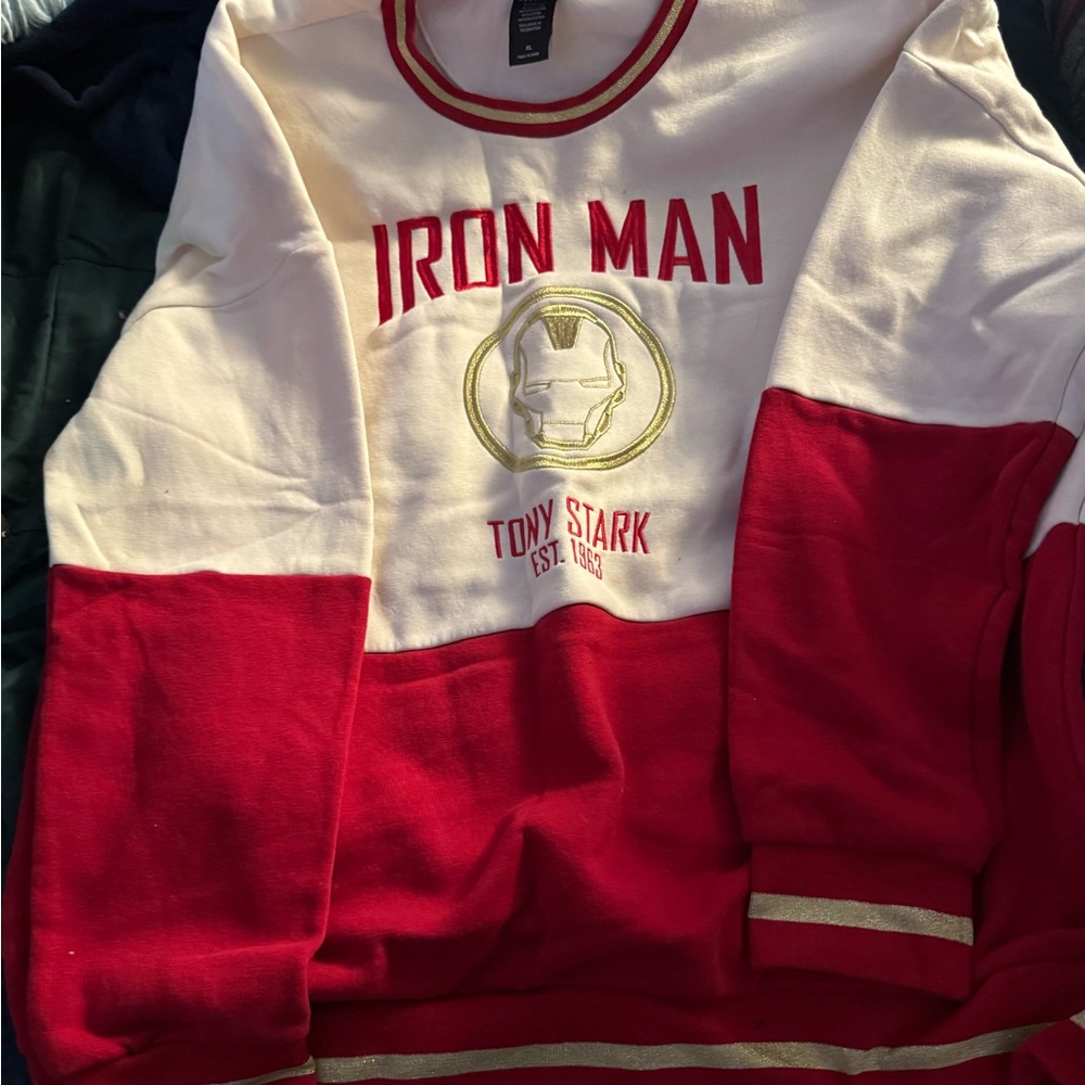 Marvel Iron Man Logo Sweatshirt - White, Red & Gold Trim